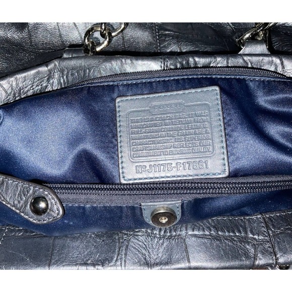 Coach Ashley F17661 Camel Bluish Gray Color Alligator Leather Carry all Tote Bag - Picture 8 of 13